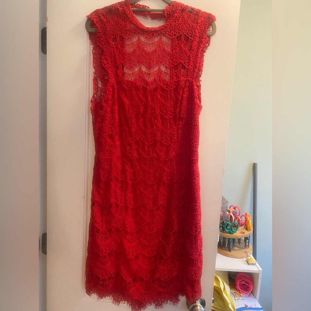 Free People Red Lace Backless Dress